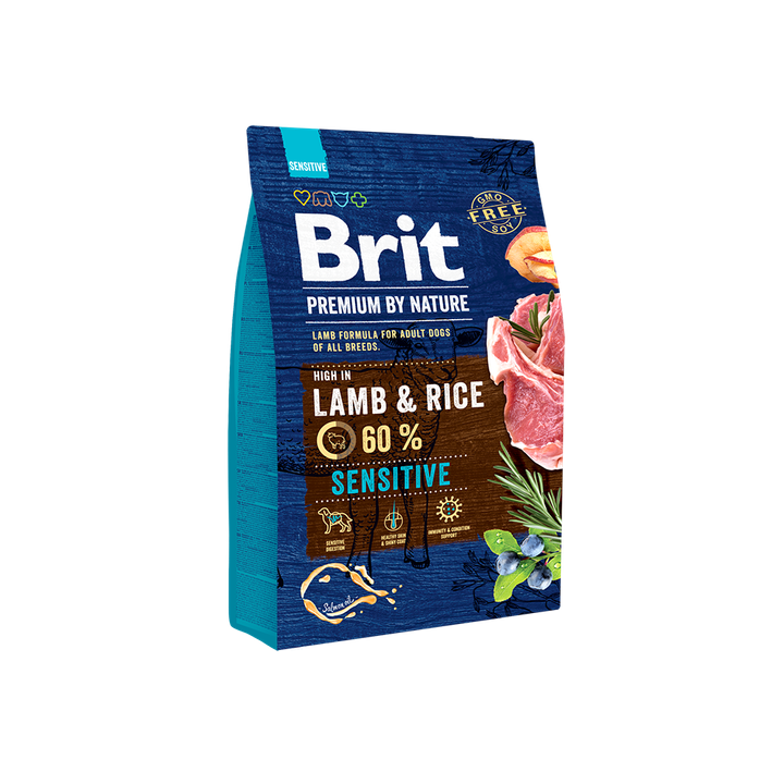 Brit Premium by Nature Sensitive Lamb - пълноценна храна с агнешко месо за кучета от всички проди