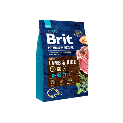 Brit Premium by Nature Sensitive Lamb - пълноценна храна с агнешко месо за кучета от всички проди