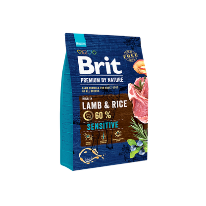 Brit Premium by Nature Sensitive Lamb - пълноценна храна с агнешко месо за кучета от всички проди