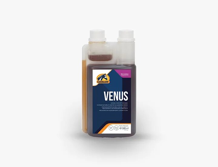 Cavalor Venus - е формулиран с няколко естествени активни съставки, които подпомагат регулирането на цикъла на кобилите 500 мл.