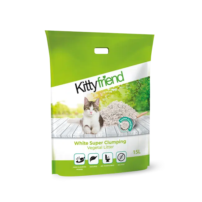 Kittyfriend White Super Clumping Vegetal Litter - натурална котешка тоалетна 5 л
