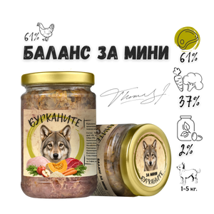 Бурканите Баланс Мини - стерилизирана храна за дребни породи кучета с пилешко и зеленчуци 280 гр