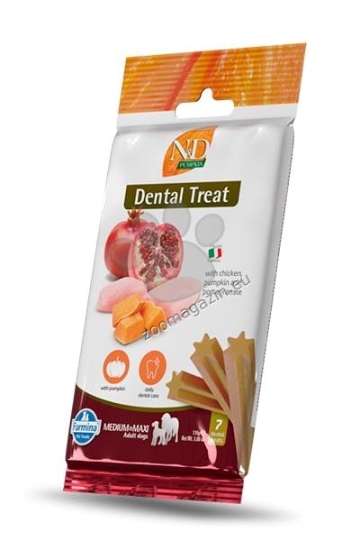 N&D Dog Dental Treat Adult Medium and Maxi - дентални лакомства за кучета от средни и едри породи с тиква, пилешко и нар 100 гр