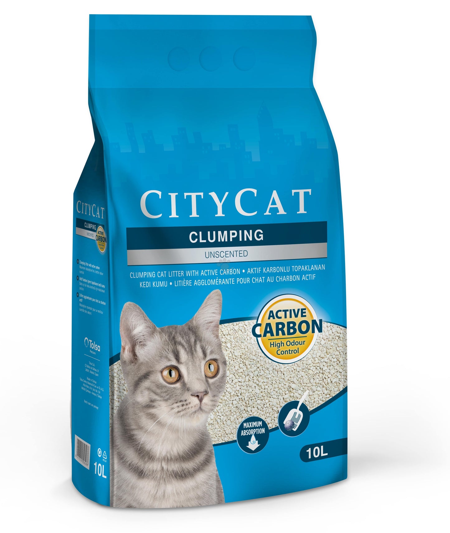 City Cat Clumping Carbon - бентонитова котешка тоалетна с карбон 10 литра
