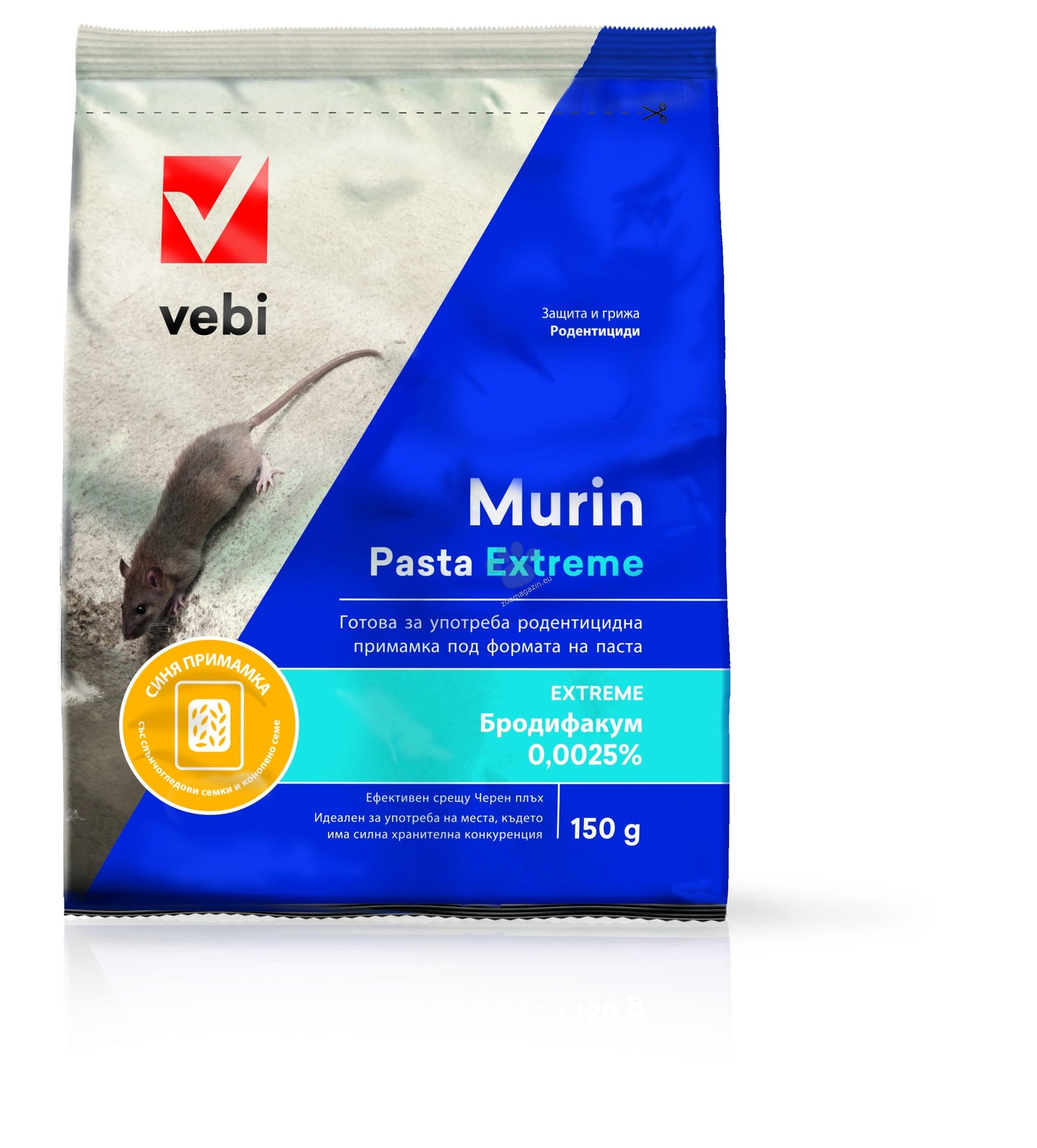 РАЗПРОДАЖБА Murin Pasta Extreme - готови за употреба родентицидки примамки за масова употреба 150 гр