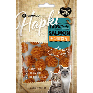 Flamingo Snacks Hapki Cake with Salmon and Chicken - лакомство за котки със сьомга и пилешко 50 гр