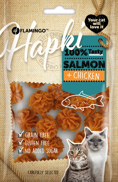 Flamingo Snacks Hapki Cake with Salmon and Chicken - лакомство за котки със сьомга и пилешко 50 гр