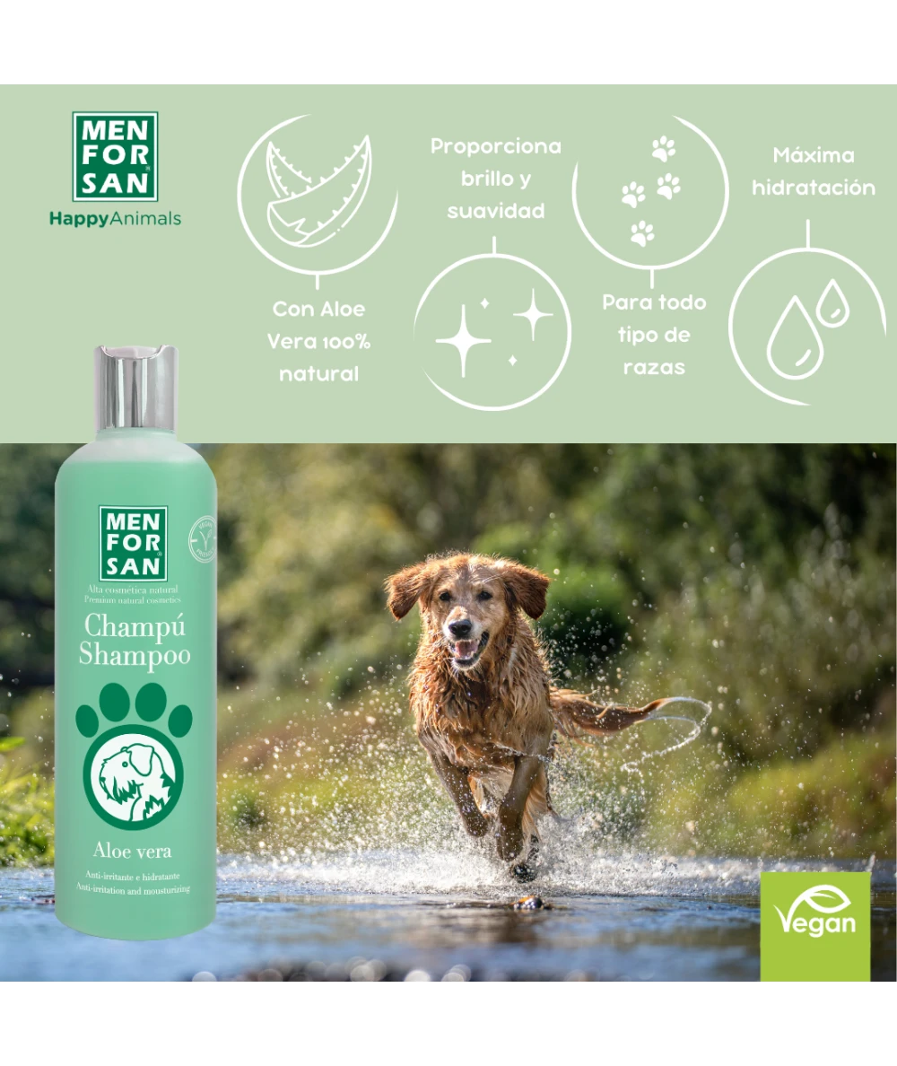 Menforsan Aloe Vera Shampoo - шампоан с алое вера, за кучета с раздразнения, ухапвания от насекоми, повърхностни рани, обриви и екземи 300 мл.