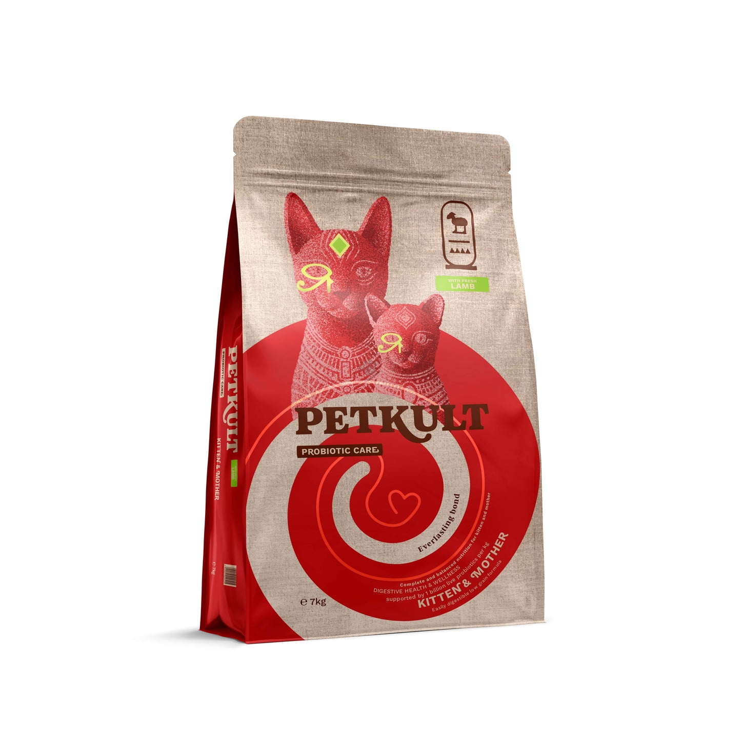 Petkult Kitten Probiotic Care - пълноценна храна за котенца, бременни и кърмещи котки с агнешко месо 7 кг