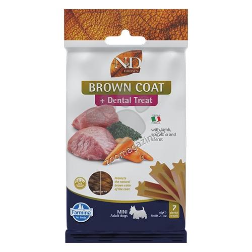 N&D Brown Dog Dental Treat Adult Mini - дентални лакомства за кучета с кафява козина от дребни породи с агнешко, моркови и спирулина 60 гр