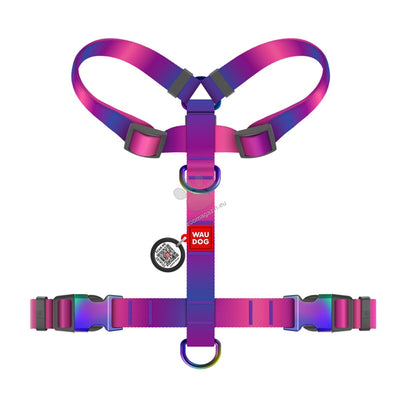 Waudog Harness Gradient Purple L - нагръдник с QR код за сигурност с обиколка на врата 50 - 90 см, гърди 65 - 95 см, 25 мм