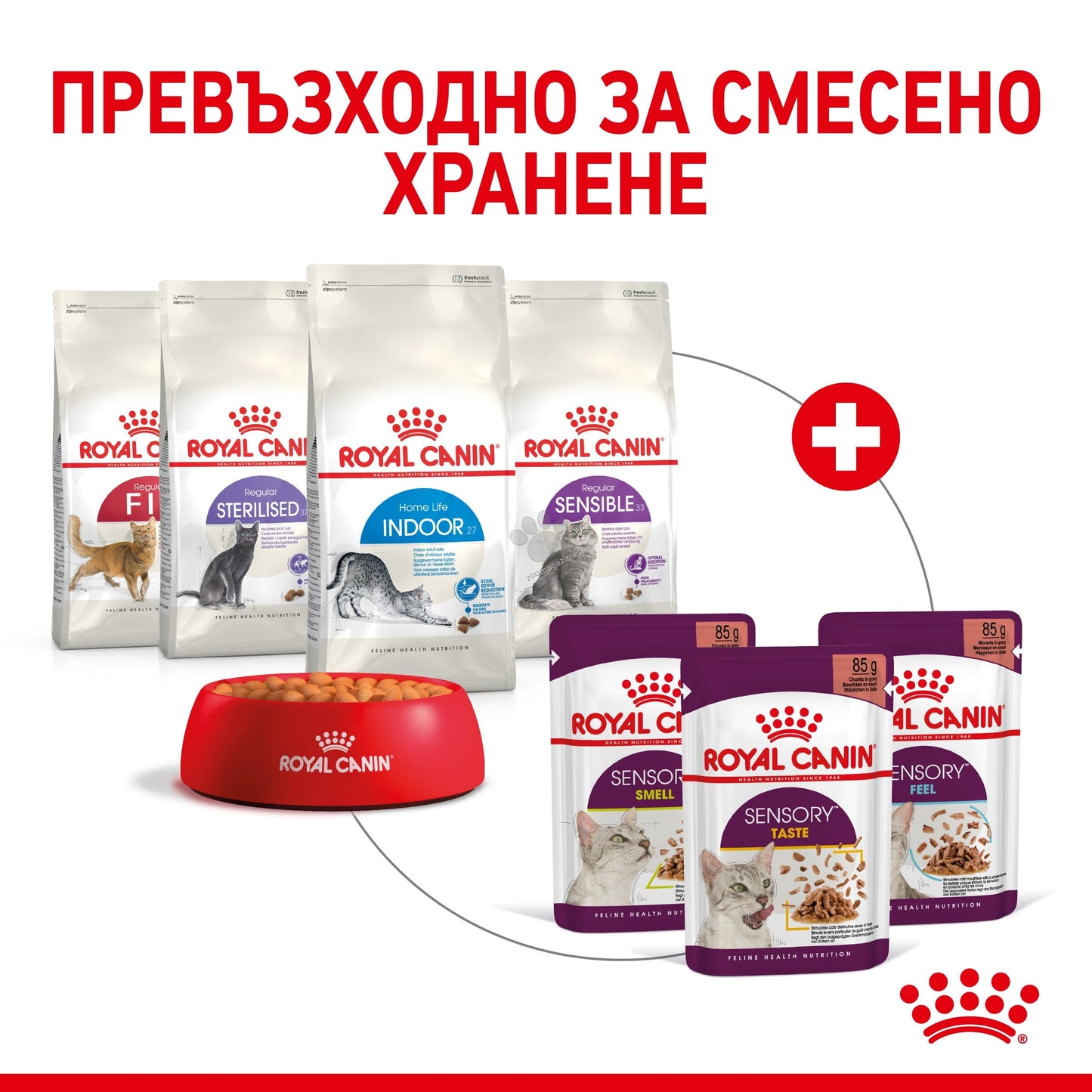 РАЗПРОДАЖБА Royal Canin Sensory Taste in Jelly - пълноценна храна хапки в желе в пауч за котки в зряла възраст над 1 година 85 гр.
