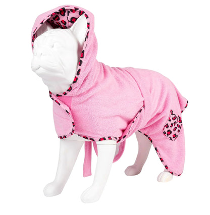 Max Molly Bath Robe Leopard Pink L - халат за кучета 70 см