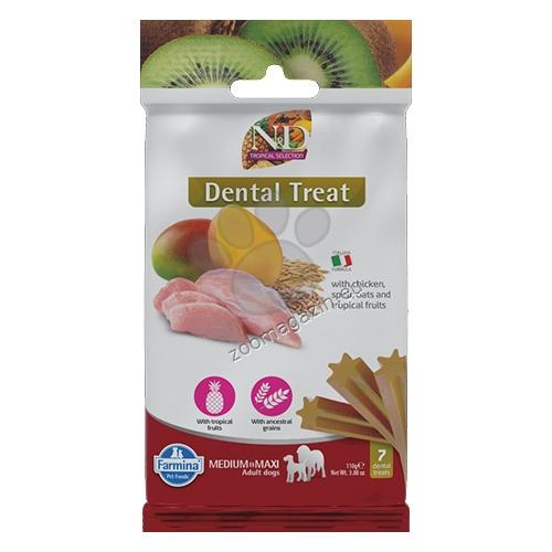 N&D Dog Dental Treat Adult Medium and Maxi - дентални лакомства за кучета от средни и едри породи с пилешко, спелта, овес и тропически плодове 100 гр