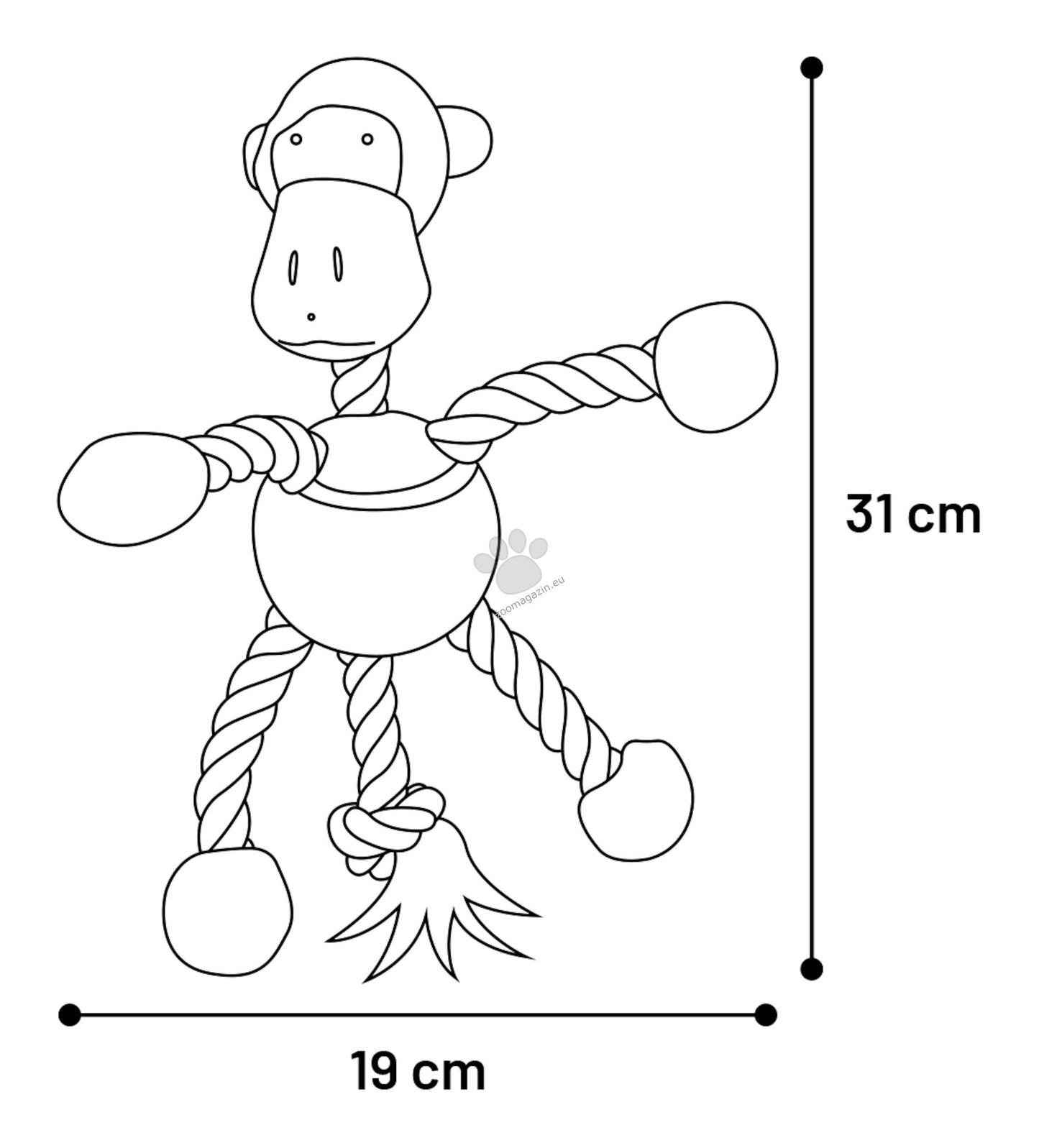 Flamingo Toy Animals with Ball and Rope - играчка за кучета с въже и топка 14 / 31 / 19 см