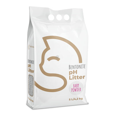 Kitties Baby Powder - бентонитова котешка тоалетна / аромат бебешка пудра / 5 литра