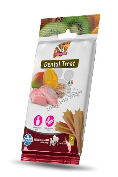 N&D Dog Dental Treat Adult Medium and Maxi - дентални лакомства за кучета от средни и едри породи с пилешко, спелта, овес и тропически плодове 100 гр
