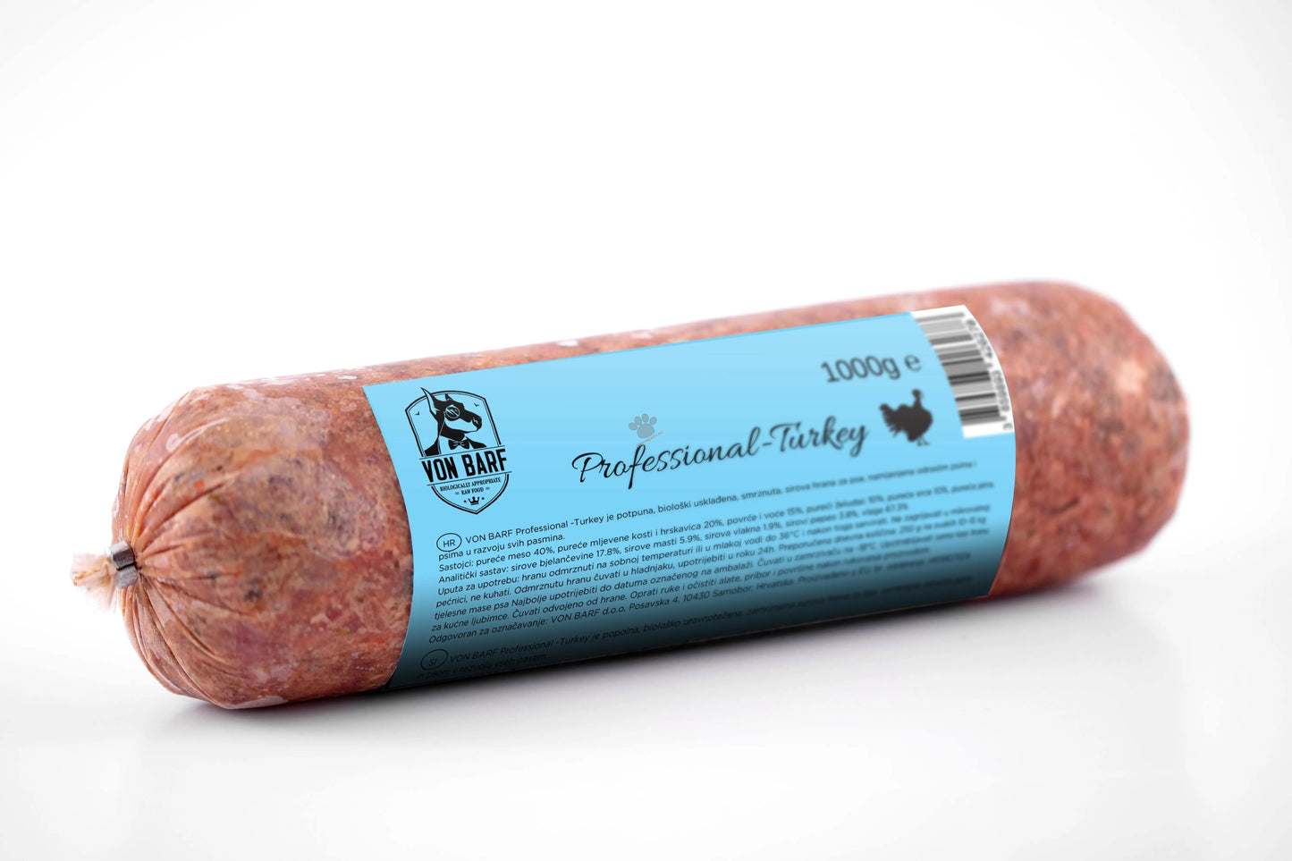 Von Barf Professional Turkey - пълноценна храна за кучета с пуешко 1 кг.