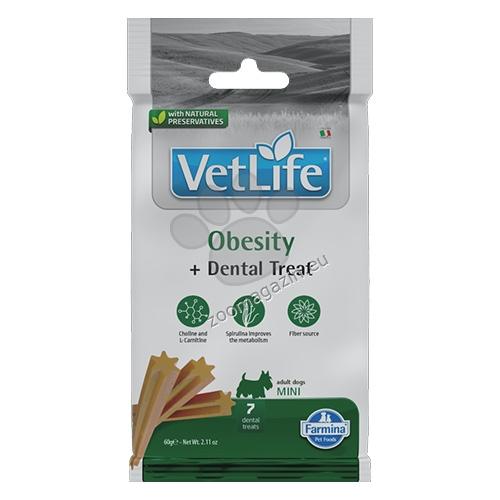 Vet Life Dog Dental Treat Obesity Mini - нискокалорични лакомства за кучета от дребни породи, с холин, L-карнитин и спирулина за контрол на теглото 60 гр