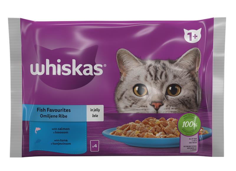 Whiskas Pouch Fish Mix - с месо от риба в желе 4 броя / 85 грама