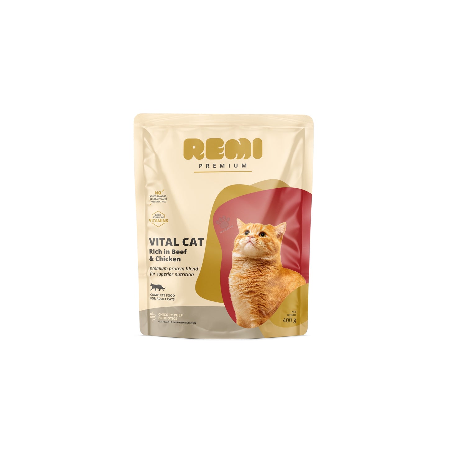 Remi Premium Vital Cat Beef and Chicken - суха храна за котки с пилешко и говеждо месо 400 гр