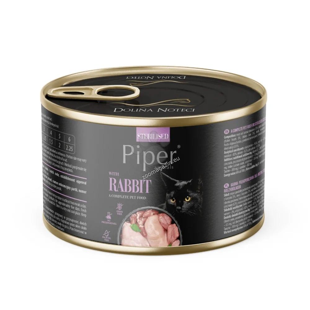 Piper Cat Sterilised Rabbit - консерва за кастрирани котки със заешко месо, стек 12 х 185 гр