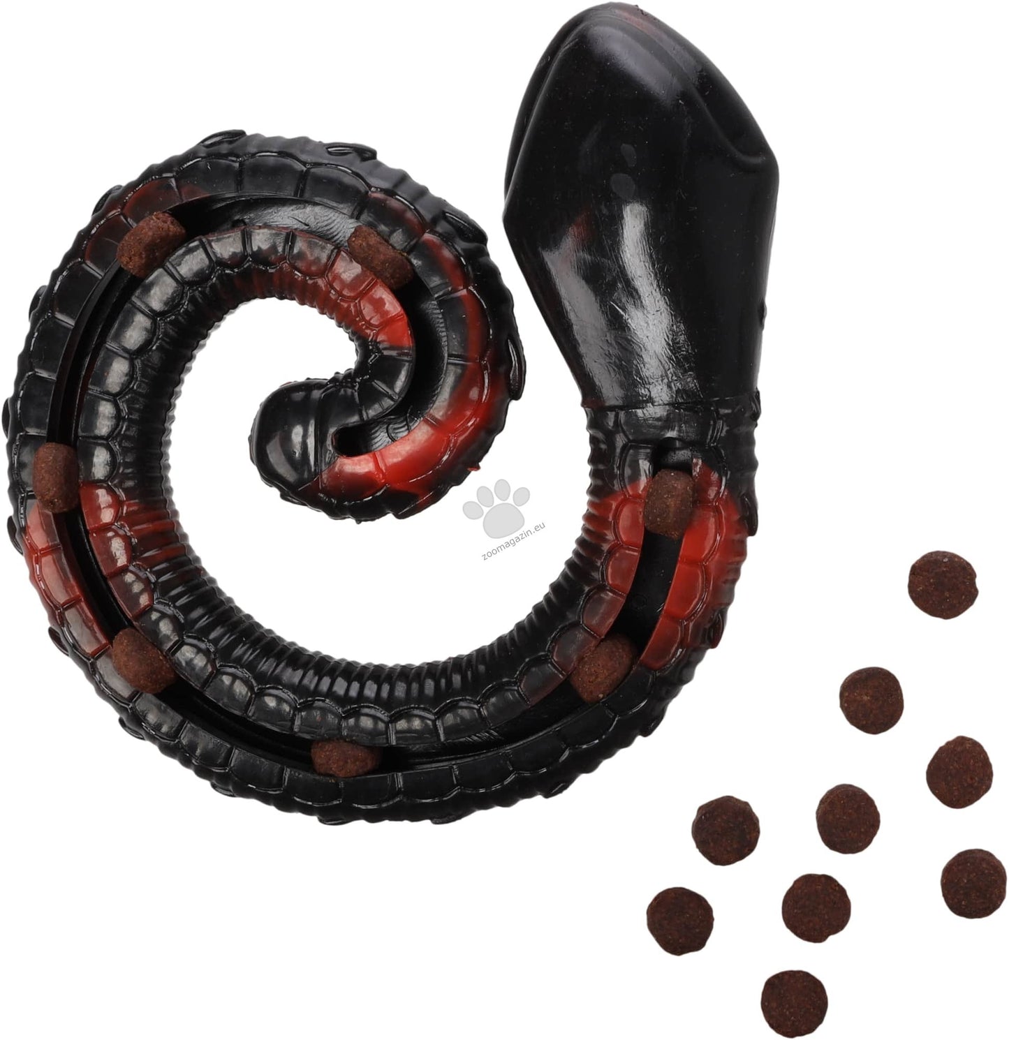 Flamingo Toy Sneaky Snake - играчка за лакомства от термопластичен каучук 17 / 16,2 / 4,3 см, червена