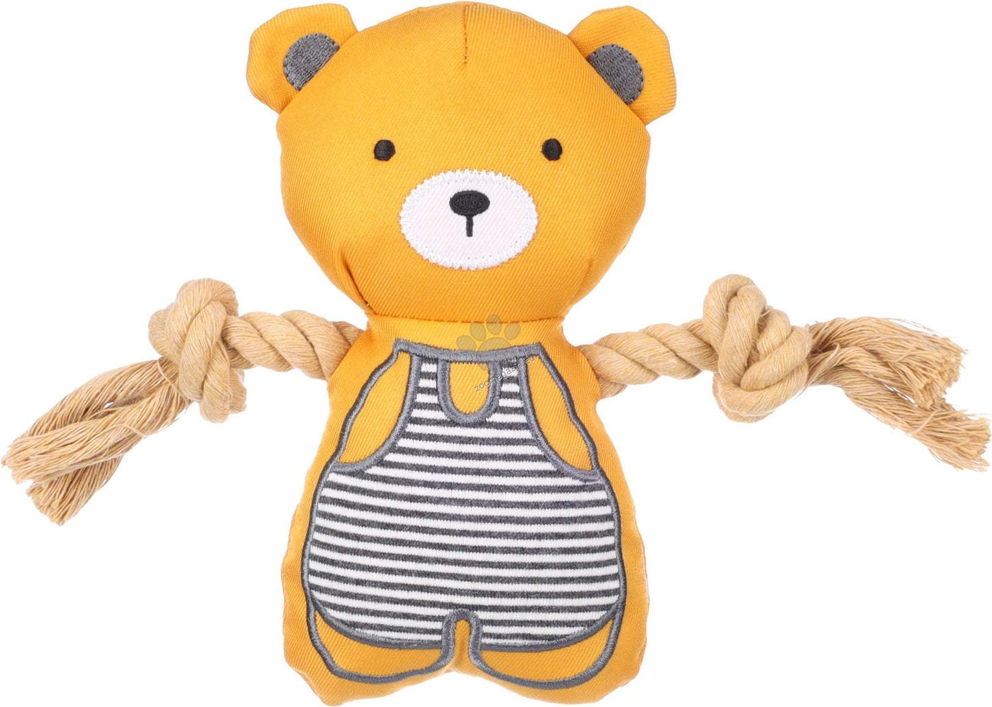 Flamingo Toy Puppy Britty Bear with rope - плюшена играчка за кученца 21 / 5,5 / 17,5 см