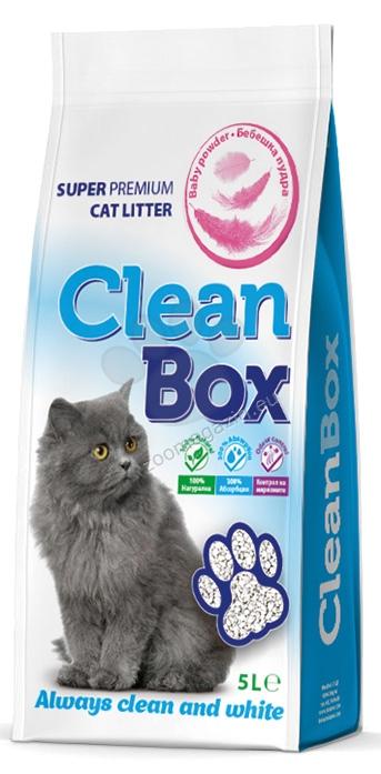 Clean Box Super Premium - постелка за котешка тоалетна от бял бентонит / бебешка пудра / 5 л.