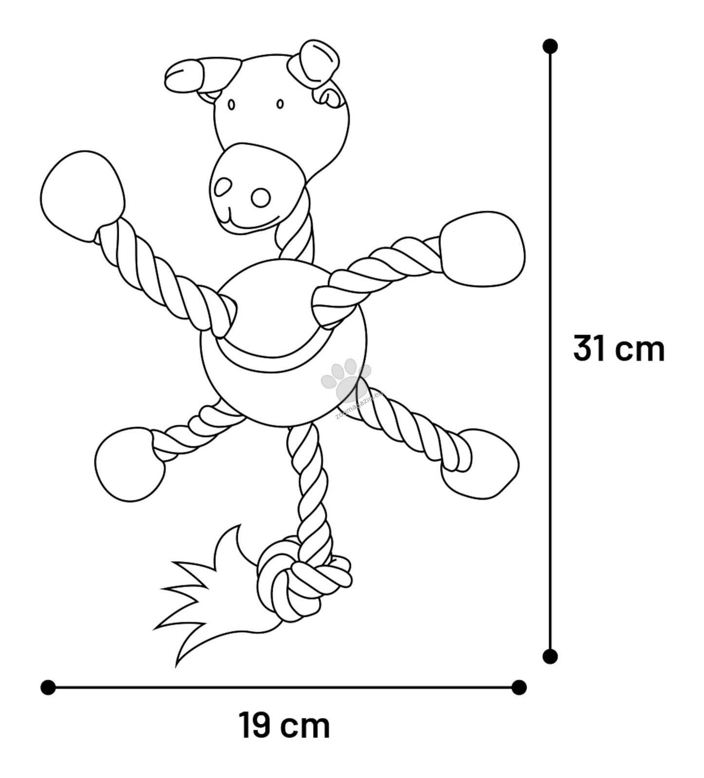 Flamingo Toy Animals with Ball and Rope - играчка за кучета с въже и топка 14 / 31 / 19 см