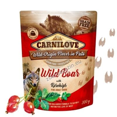 Carnilove Dog Pouch Pate Wild Boar with Rosehip - пауч за кучета с глиганско месо и шипки 300 гр