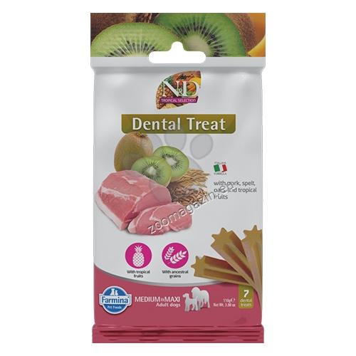 N&D Dog Dental Treat Adult Medium and Maxi - дентални лакомства за кучета от средни и едри породи със свинско, спелта, овес и тропически плодове 100 гр