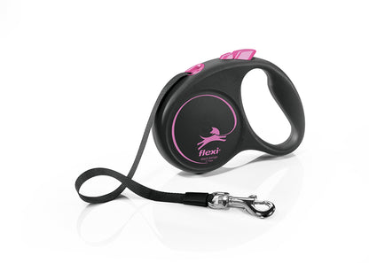 Flexi Black Design S - автоматичен повод лента, 5 метра, за кучета до 15 кг. / розов /