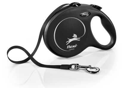 Flexi Classic Long L - автоматичен повод лента, 8 метра, за кучета с тегло до 50 кг. / черен /