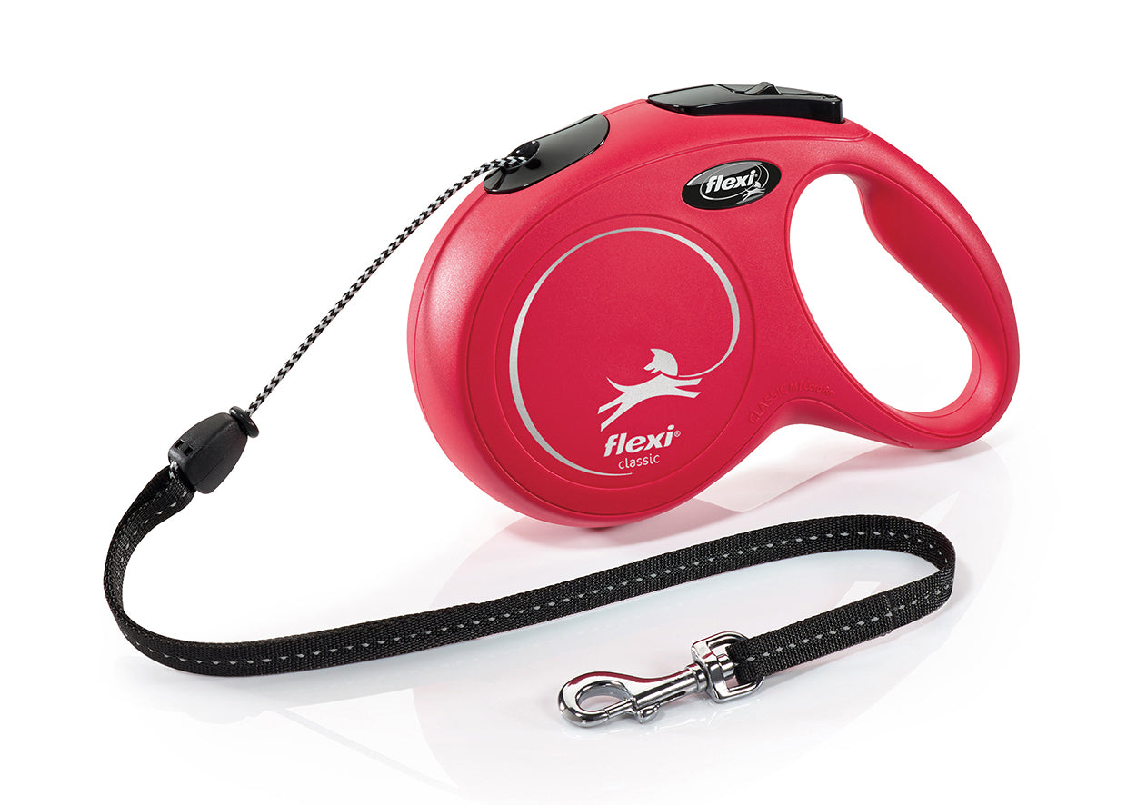 Flexi Classic Long M - автоматичен повод въже, 8 метра, за кучета с тегло до 20 кг. / червен /