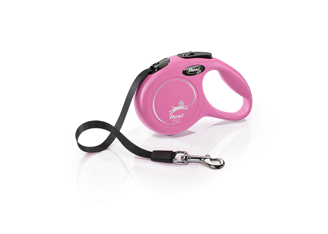 Flexi Classic XS - автоматичен повод лента, 3 метра, за кучета с тегло до 12 кг.  / розов /