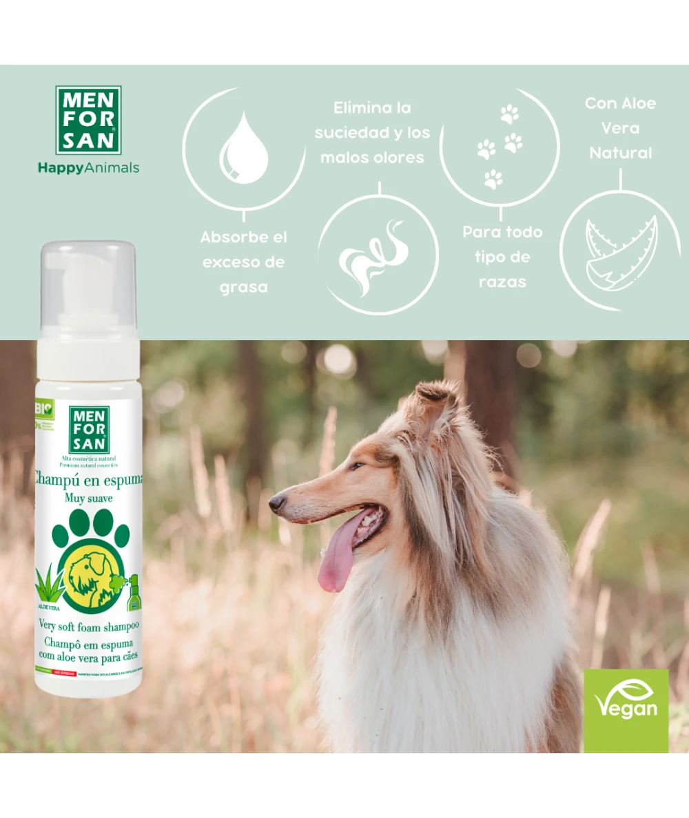 Menforsan Foam Shampoo with Aloe Vera - сух шампоан пяна за къпане и почистване без ползване на вода 200 мл.