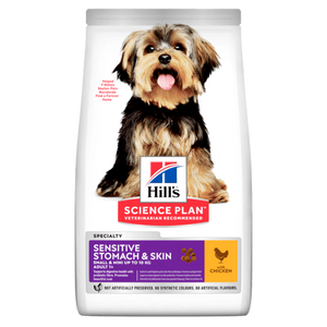 Hills Science Plan Small and Mini Adult Sensitive Stomach and Skin Chicken - суха храна за кучета с пилешко 3 кг