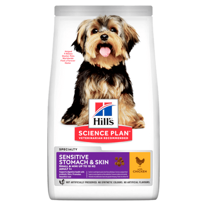 Hills Science Plan Small and Mini Adult Sensitive Stomach and Skin Chicken - суха храна за кучета с пилешко 3 кг