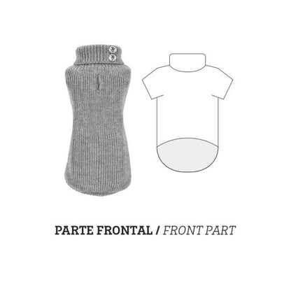 Nayeco Button Knitted Sweater - пуловер за кучета 25 см, сив