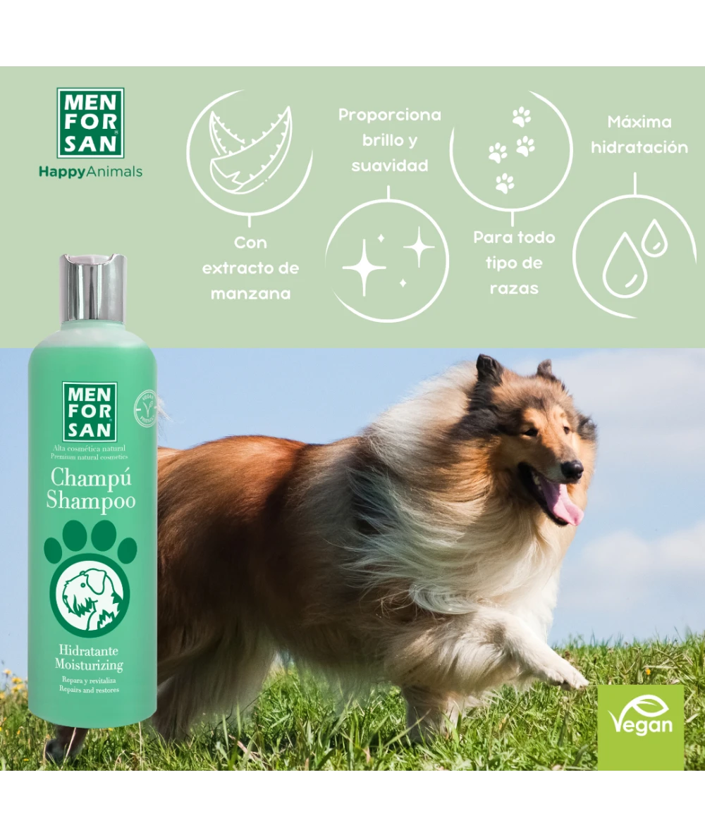 Menforsan Moisturizing Shampoo - хидратиращ шампоан със зелена ябълка, за дълга или гъста козина 300 мл.