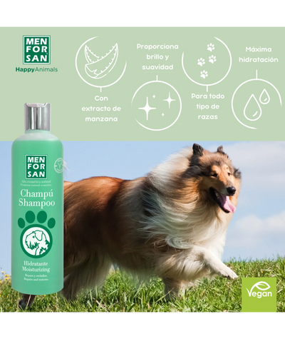Menforsan Moisturizing Shampoo - хидратиращ шампоан със зелена ябълка, за дълга или гъста козина 300 мл.