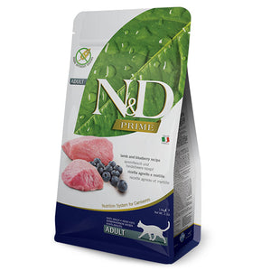 N&D Prime Cat Lamb & Blueberry - пълноценна суха храна за котки в зряла възраст с агнешко и боровинки 5 кг.