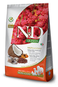 N&D Quinoa Skin & Coat Herring, Coconut – пълноценна храна с киноа за кучета в зряла възраст , за всички породи при чувствителен стомах, здрава кожа и козина с херинга, кокос и куркума