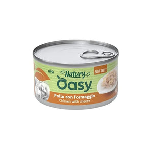 Oasy Wet Cat Natury Soft Jelly Chicken with Cheese - допълваща храна за котки с пилешко месо и сирене 85 гр