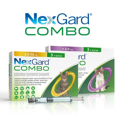 Nexgard Combo - противопаразитни пипети за котки, 3 броя