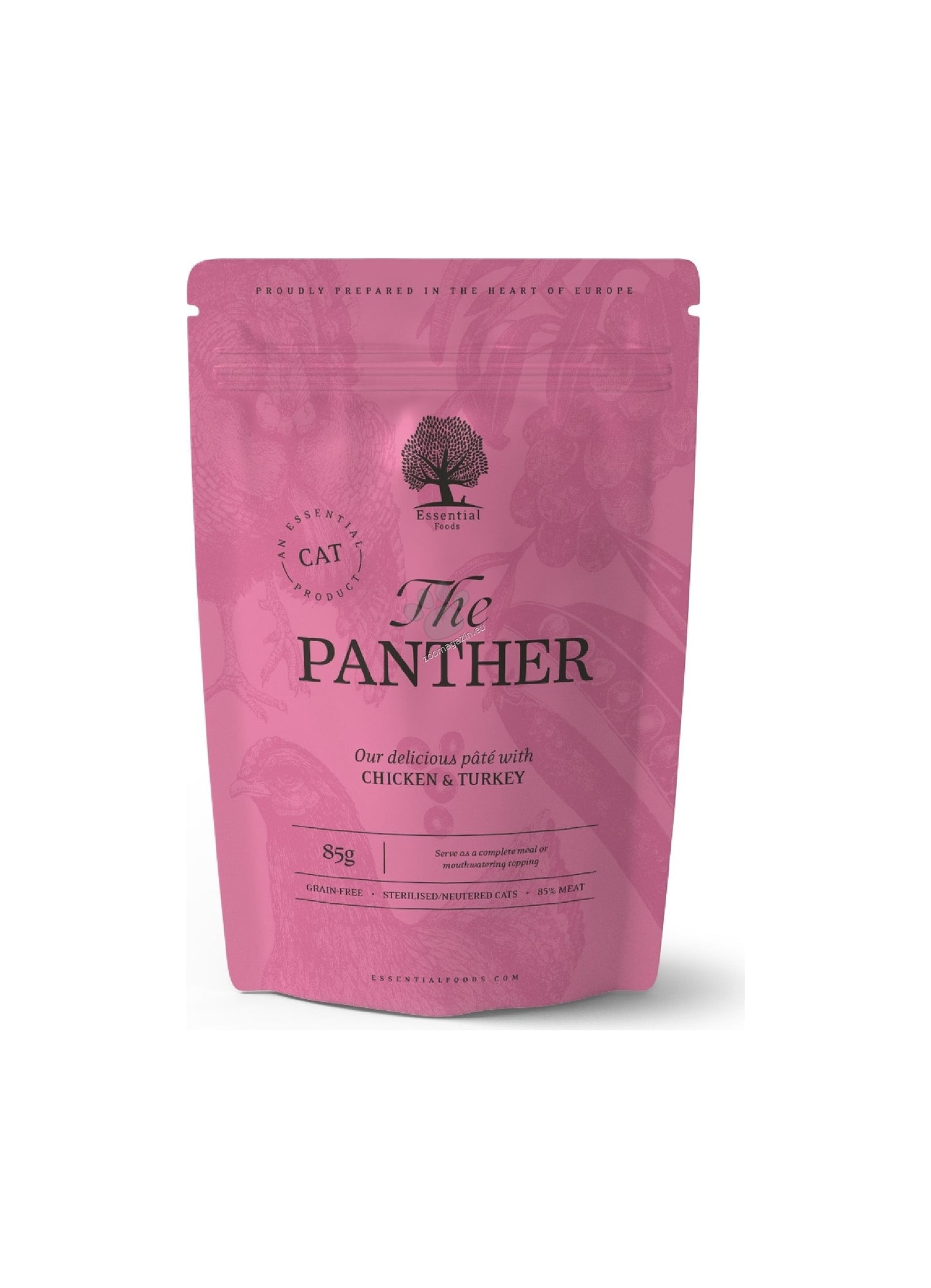 Essential The Panther - пауч за кастрирани котки с пилешки филенца и пуешко 85 гр.