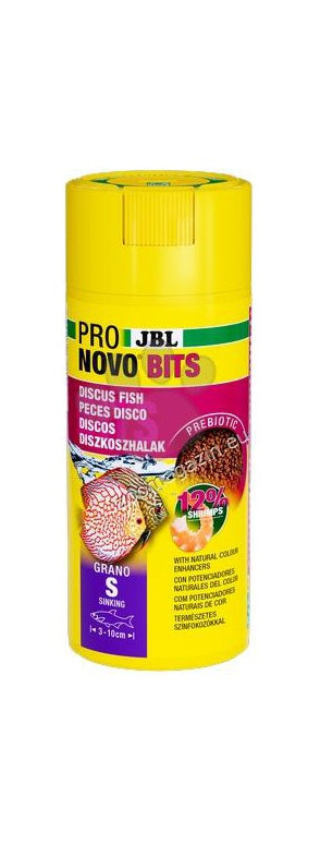 JBL ProNovo Bits Grano Click S - oсновна храна на гранули за дискуси южноамерикански цихлиди 250 мл