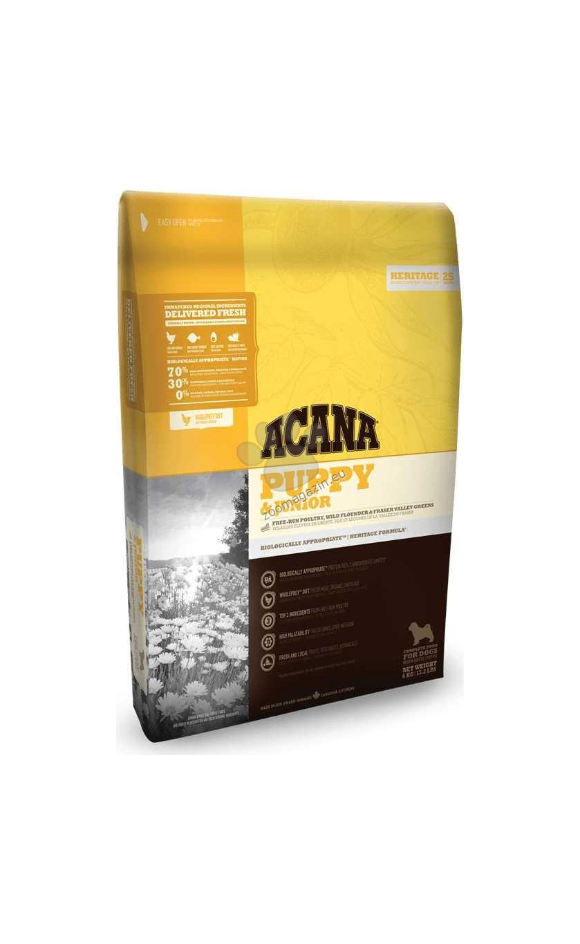Acana Puppy and Junior - биологично съответстваща храна за кучета от 9 до 25 кг. и възраст от 2 до 12 месеца 11.4 кг.