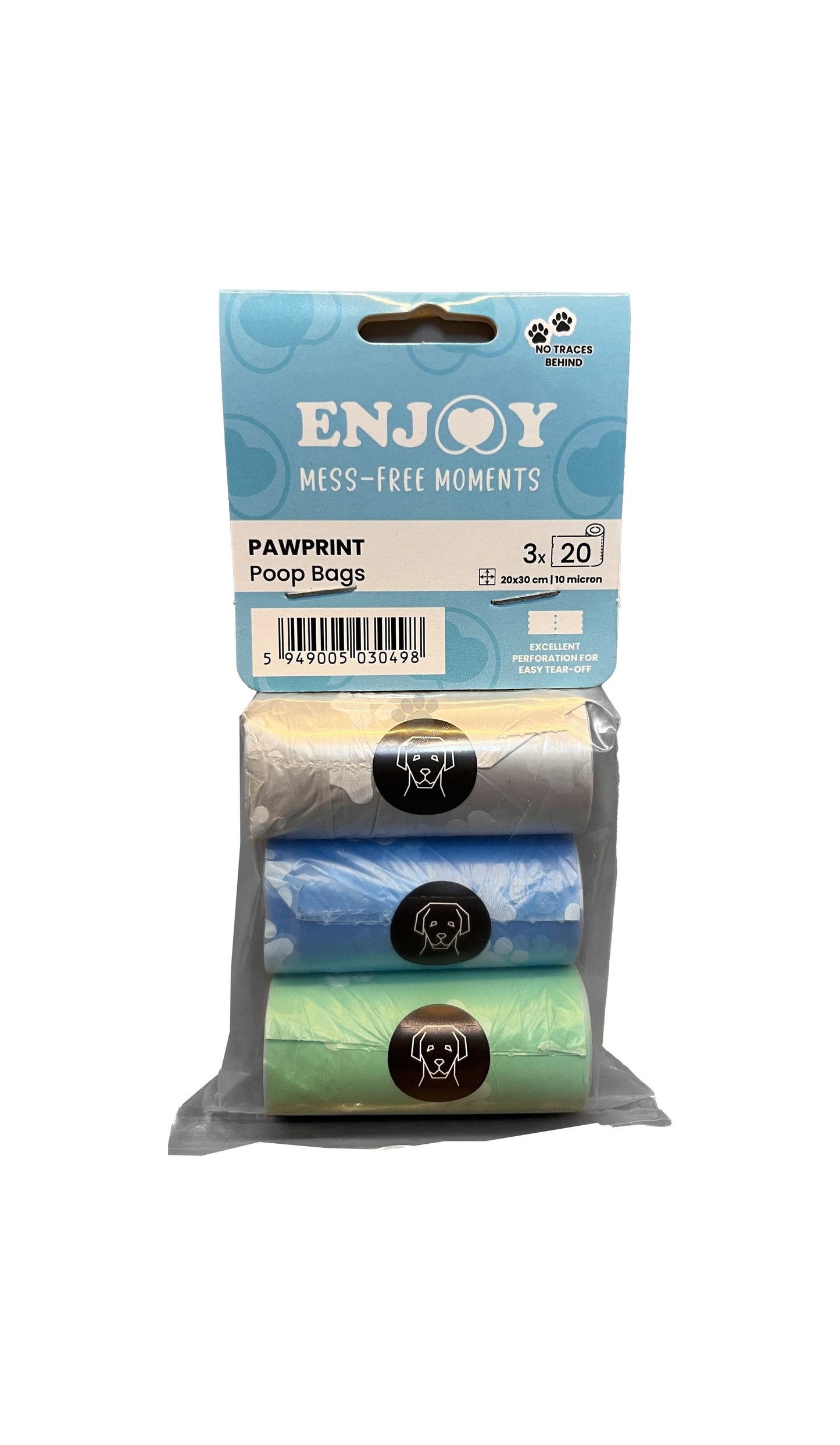 Enjoy PawPrint Poop Bags Mixed Colors - хигиенни торбички 3 бр